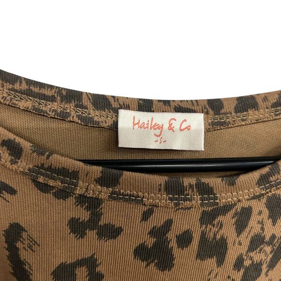 Animal Print Smocked Blouse‎ Hailey & Co Leopard Chic Boho Small - Picture 5 of 6